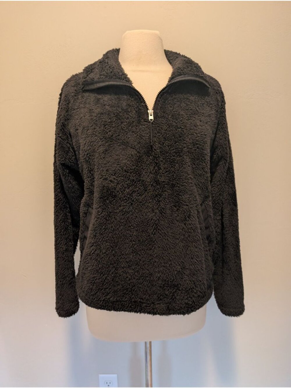 The North Face Womens Black Sherpa Fleece Quarter-Zip Pullover Size Large